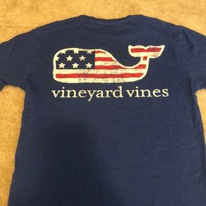 Vineyard Vines American Flag Whale Pocket T Shirt